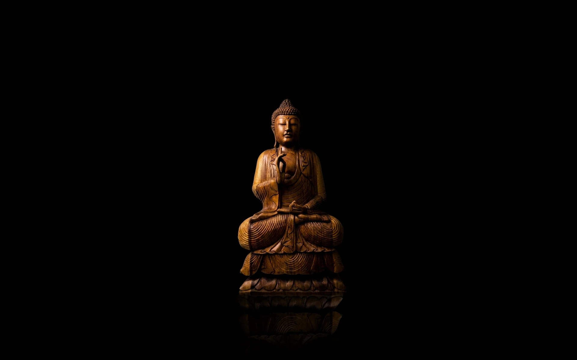 Hand-carved seated Buddha in tropical hardwood