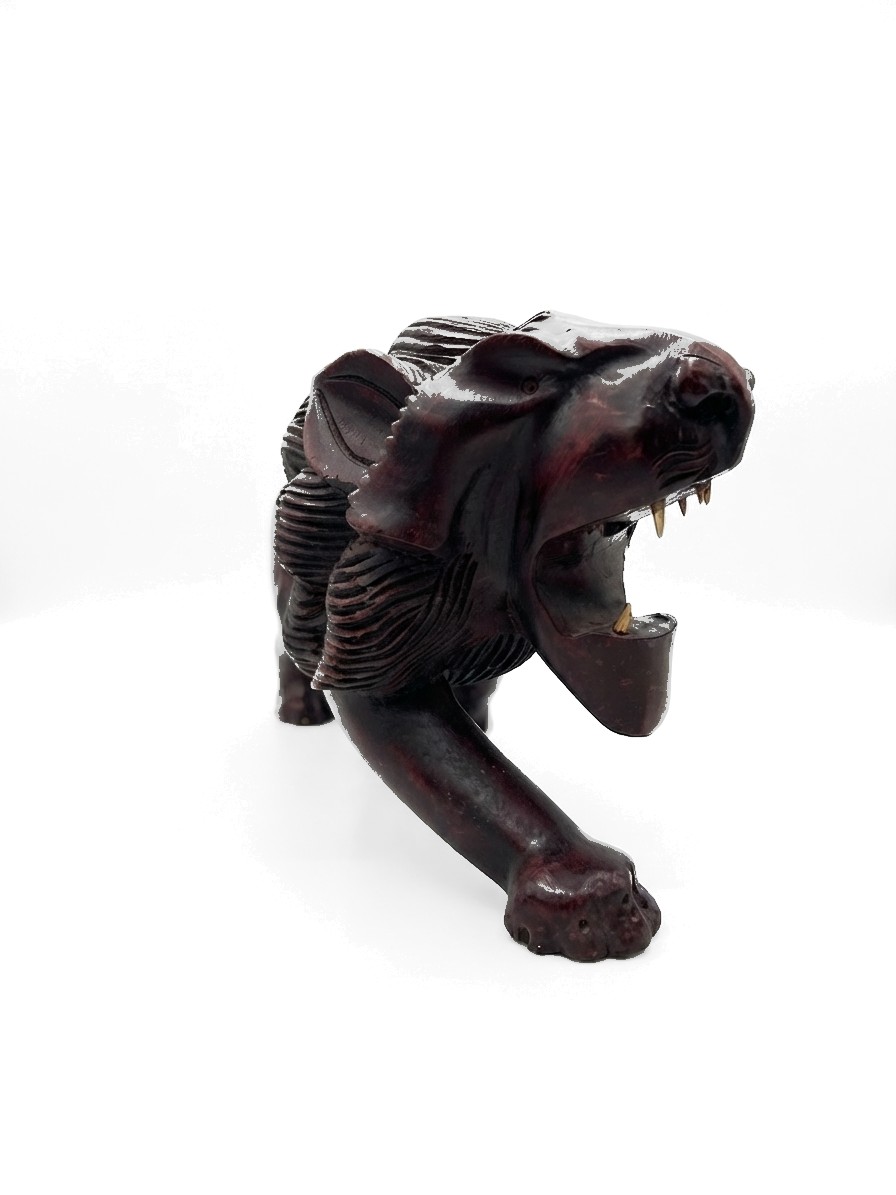 Lion Statue Mahogany #000125