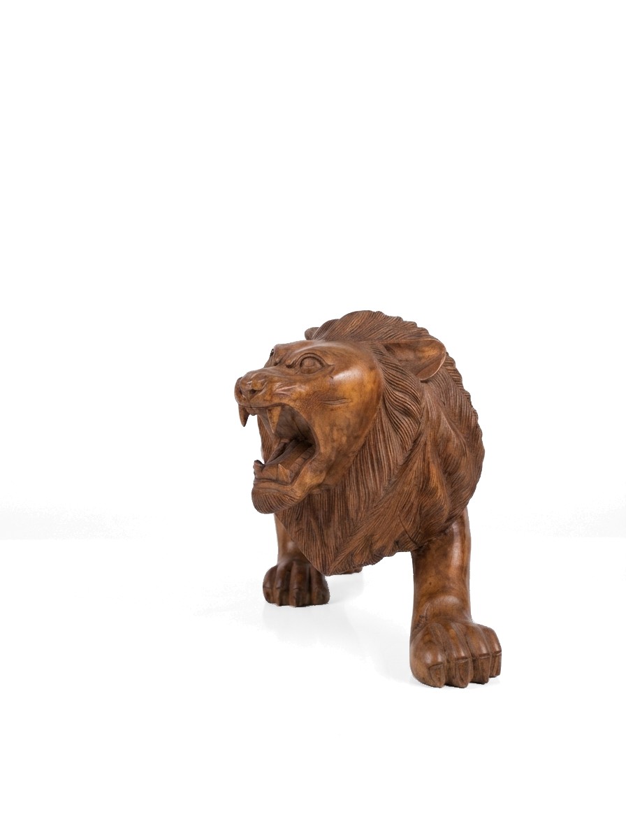Lion Statue Mahogany #008002