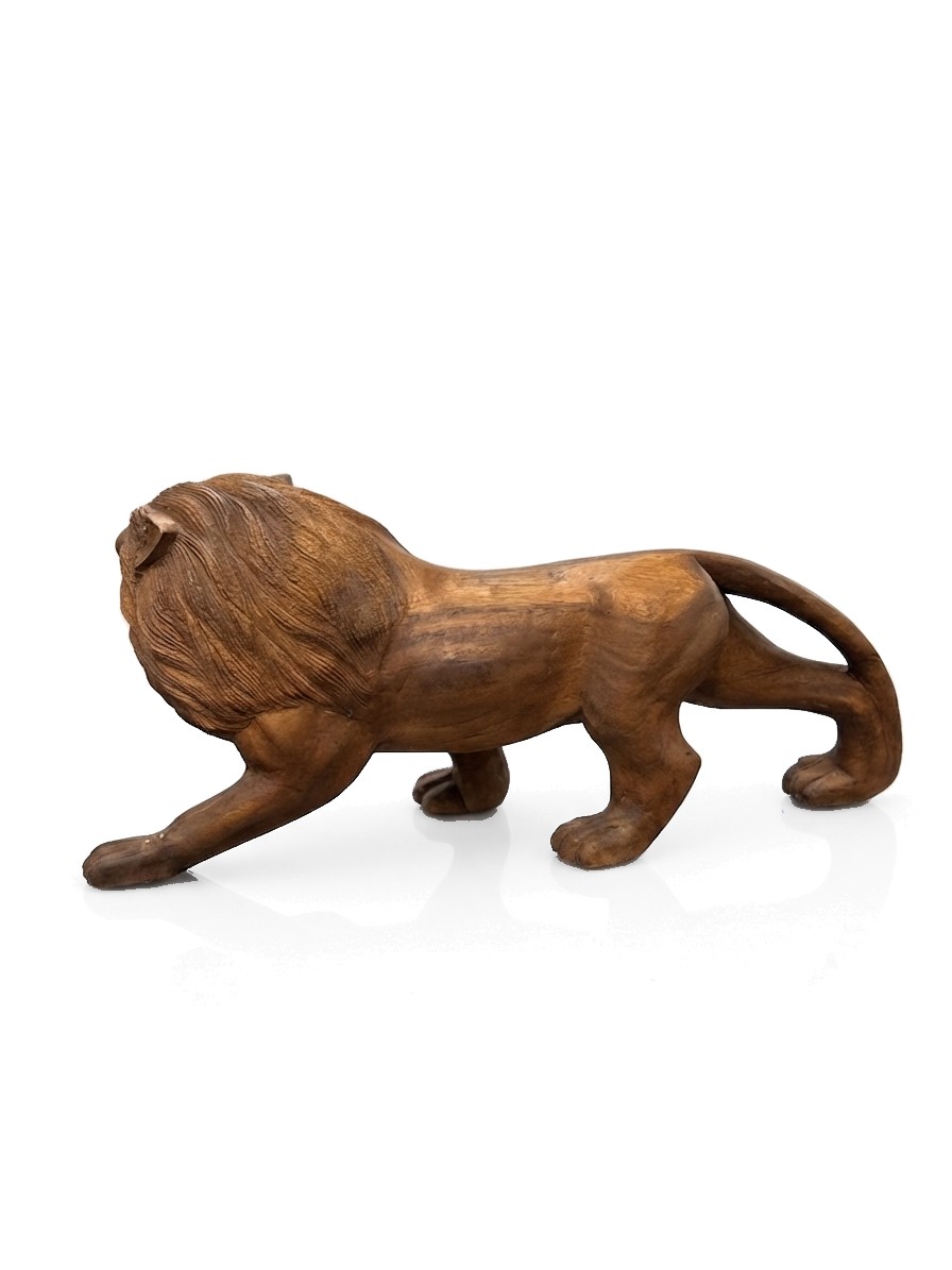 Lion Statue Teak #000114, image 3 of 6
