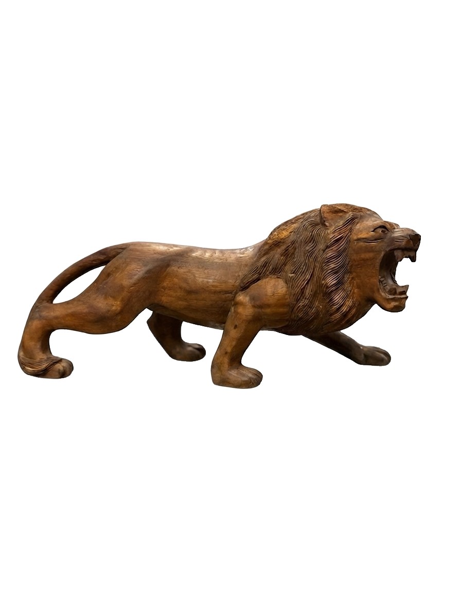 Lion Statue Teak #000114, image 4 of 6