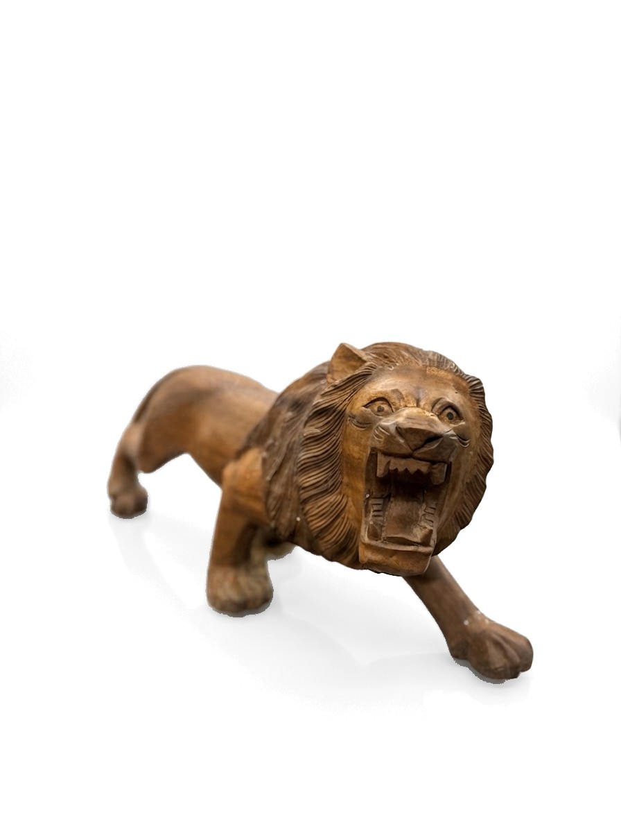 Lion Statue Teak #000114