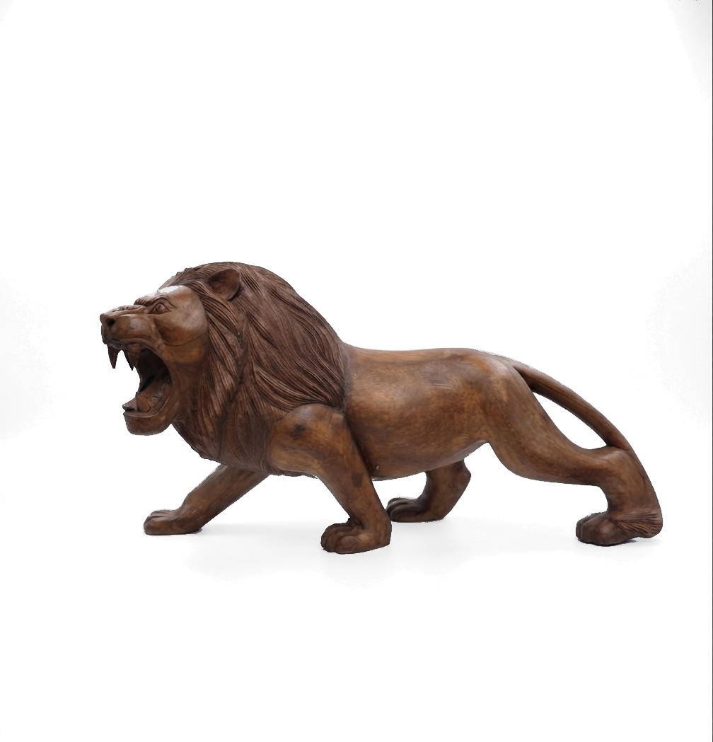 Lion Statue Teak #000115
