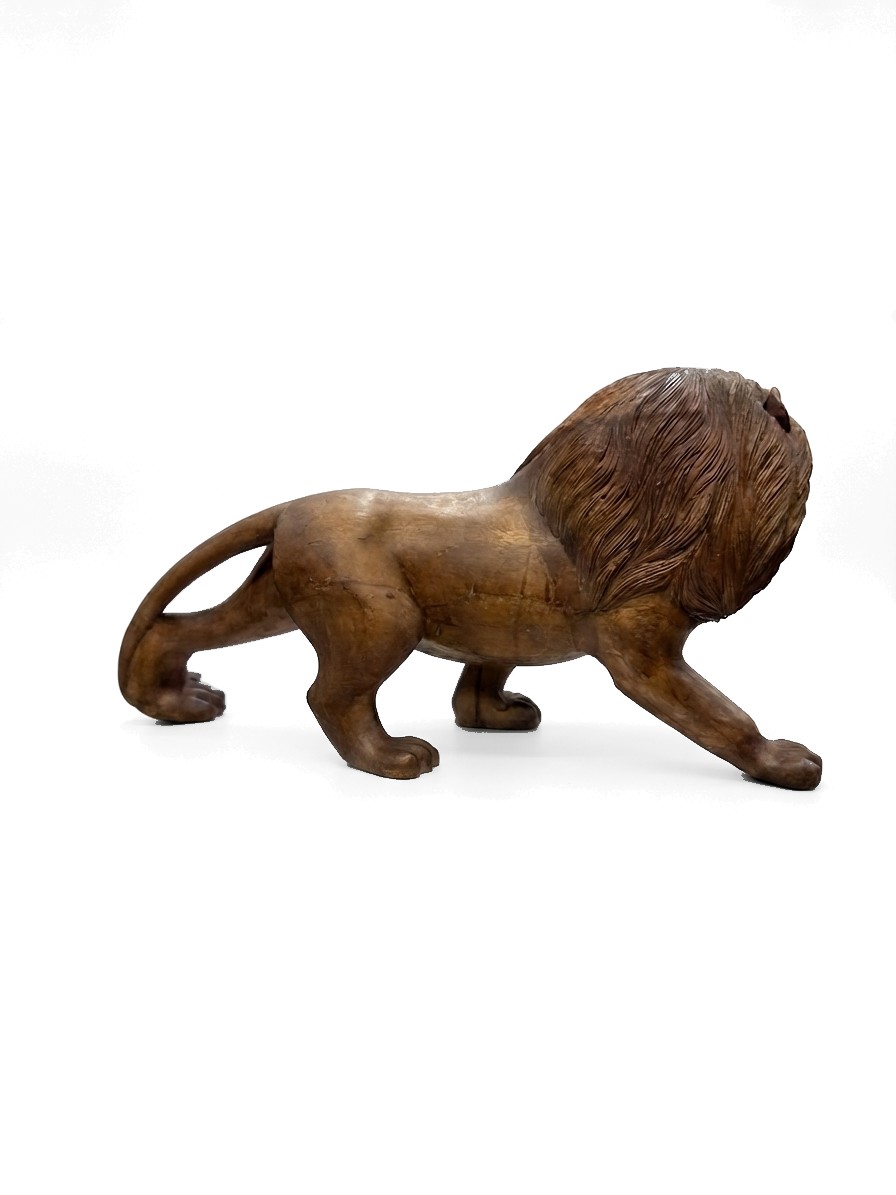 Lion Statue Teak #000115, image 3 of 6