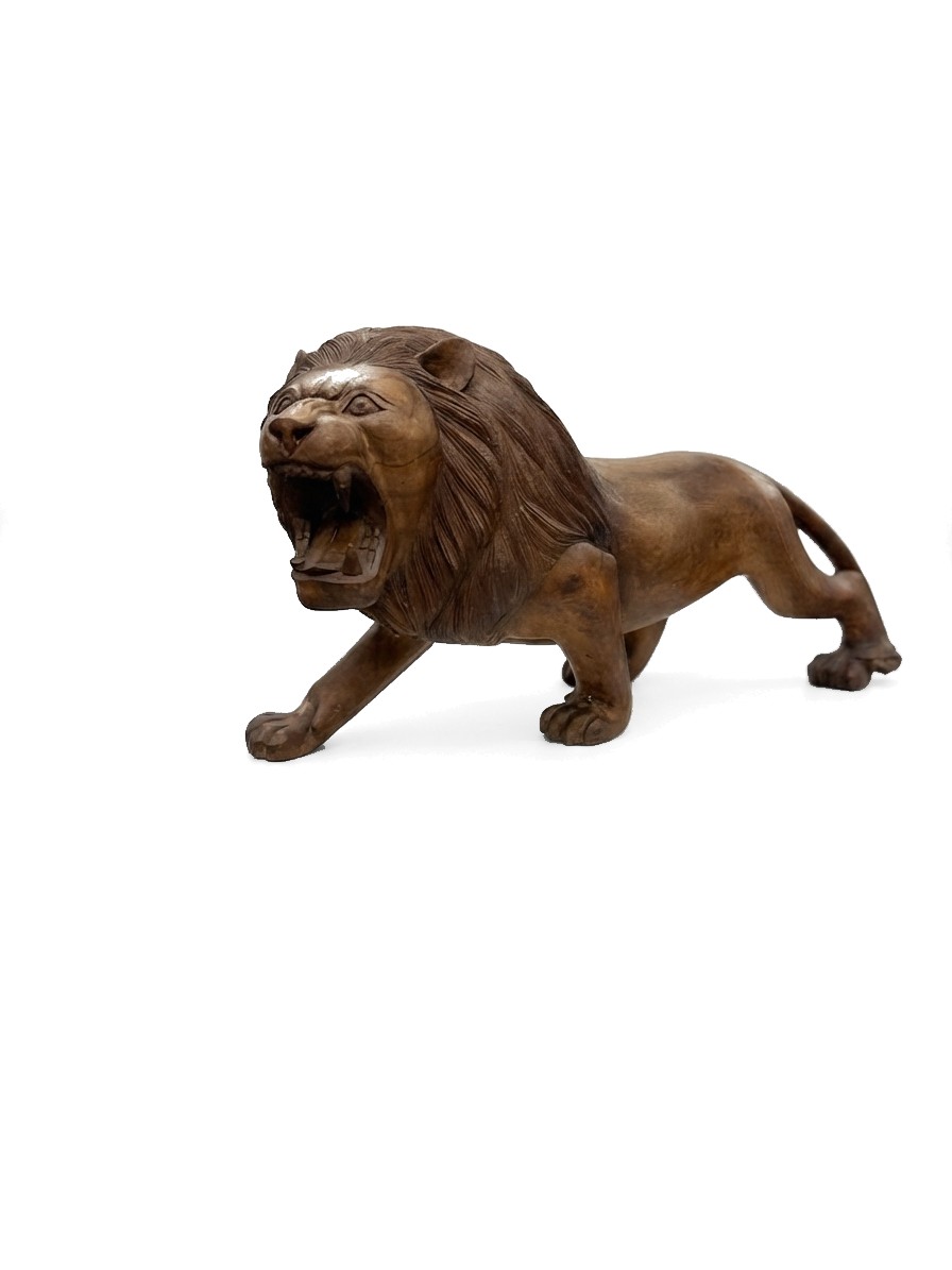 Lion Statue Teak #000115, image 5 of 6