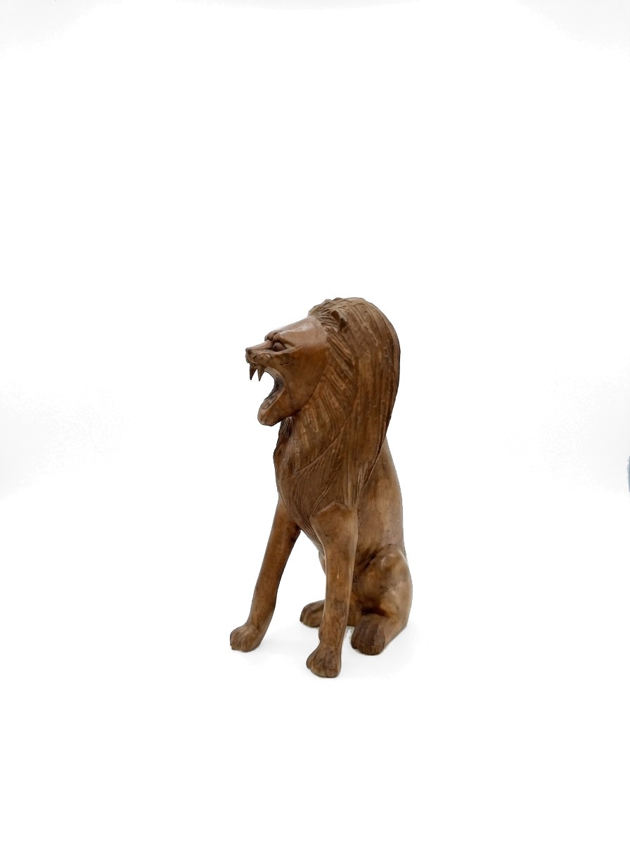 Lion Statue Teak #000135, image 4 of 5