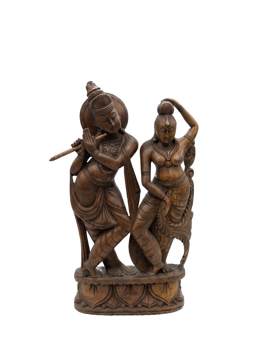 Radakrishna Statue Mahogany #000434